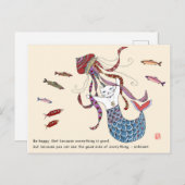 Mermaid cat briefkaart (Voorkant / Achterkant)