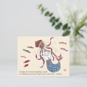 Mermaid cat briefkaart (Staand voorkant)