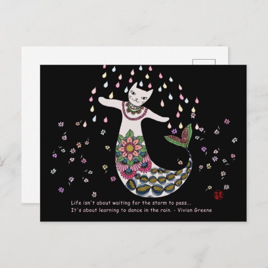 Mermaid cat briefkaart (Voorkant / Achterkant)