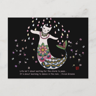 Mermaid cat briefkaart