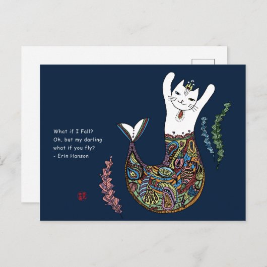 Mermaid cat briefkaart (Voorkant / Achterkant)