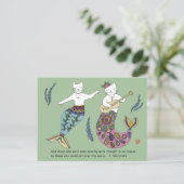 Mermaid cat briefkaart (Staand voorkant)