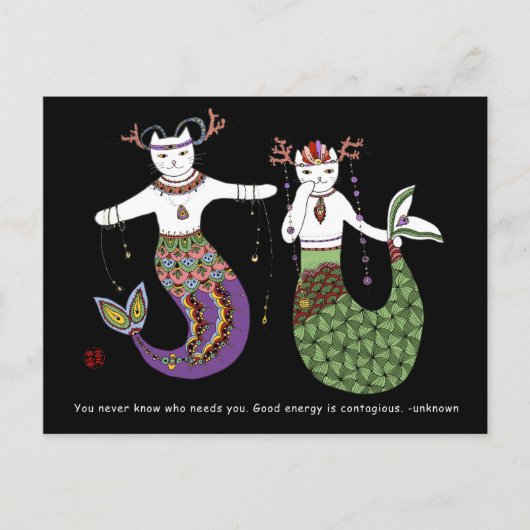 Mermaid cat briefkaart (Voorkant)