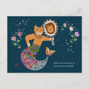 Mermaid cat briefkaart