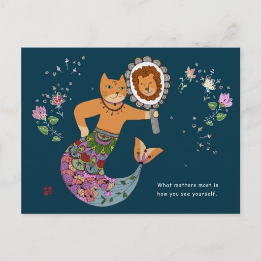 Mermaid cat briefkaart (Voorkant)