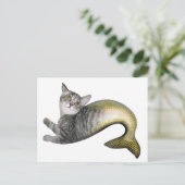 Mermaid Cat Briefkaart (Staand voorkant)