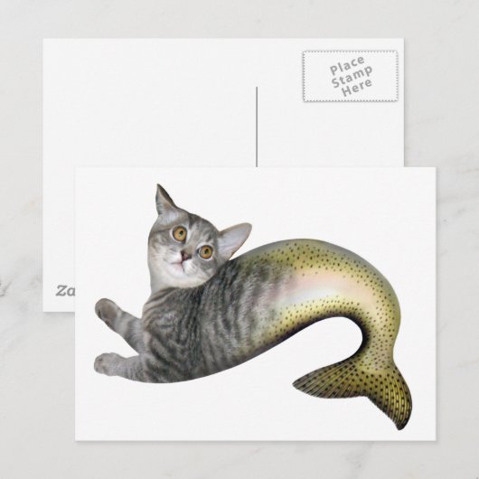 Mermaid Cat Briefkaart (Voorkant / Achterkant)