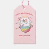 Mermaid Cat Cute Personalized Valentijn Cadeaulabel (Voorkant)