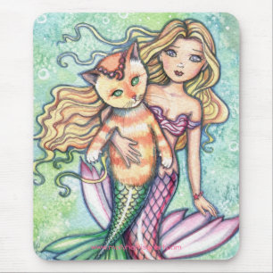 Mermaid Cat Kat Mousepad van Molly Harrison Muismat