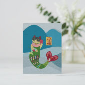 Mermaid cat Manekineko beckoning Briefkaart (Staand voorkant)