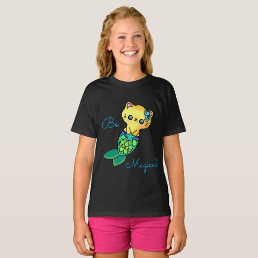 Mermaid Cat Ocean Dream Fantasy Schattig T-shirt (Voorkant volledig)