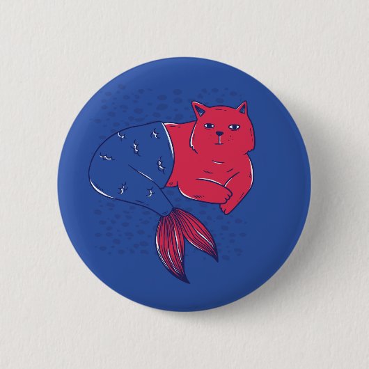Mermaid Cat Ronde Button 5,7 Cm (Voorkant)