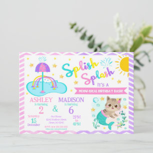 Mermaid Cat Splash Pad Gezamenlijke Verjaardag   W Kaart