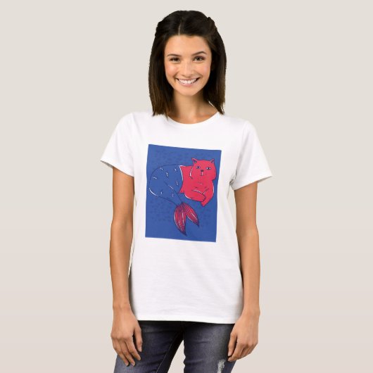 Mermaid Cat T-shirt (Voorkant volledig)