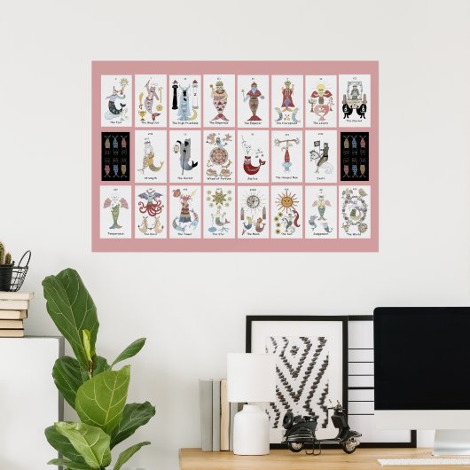 Mermaid cat Tarot Major Arcana Poster (Thuiskantoor)