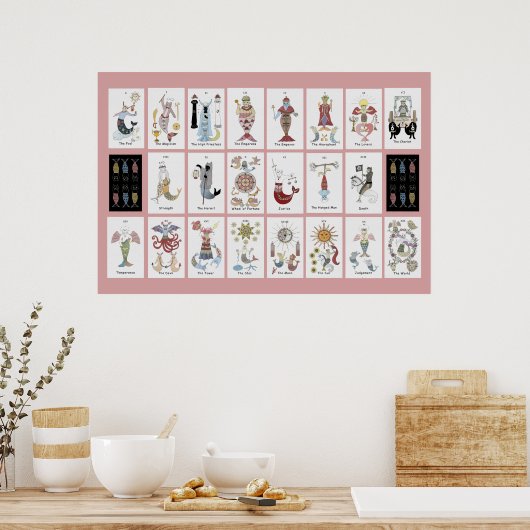 Mermaid cat Tarot Major Arcana Poster (Keuken)