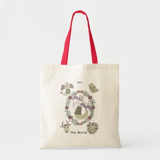 Mermaid cat Tarot the World Tote Bag (Voorkant)