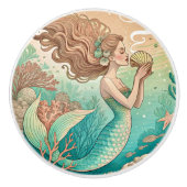 Mermaid ceramic drawer knobs keramische knop (Voorkant)