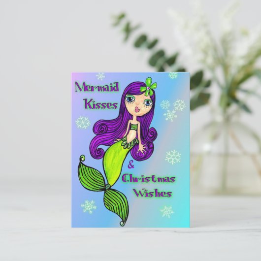Mermaid Christmas Briefkaart (Staand voorkant)