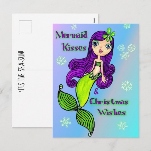 Mermaid Christmas Briefkaart (Voorkant / Achterkant)