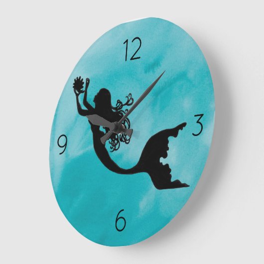 Mermaid Clock - Blue Grote Klok (Hoek)