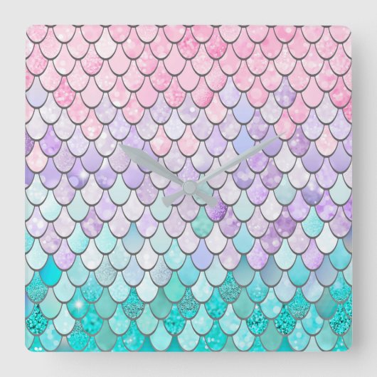 Mermaid Clock, Girls Bedroom Decor Vierkante Klok (Voorkant)
