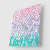 Mermaid Clock, Girls Bedroom Decor Vierkante Klok (Hoek)