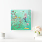 Mermaid Clock Green Zee Vierkante Klok (Huis)