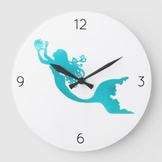 Mermaid Clock - wit Grote Klok