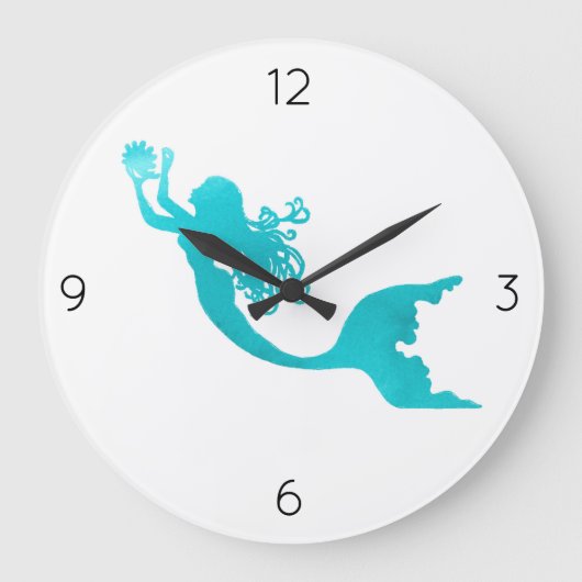 Mermaid Clock - wit Grote Klok (Voorkant)