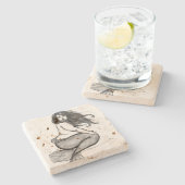 Mermaid Coster Stenen Onderzetter (Zijkant)