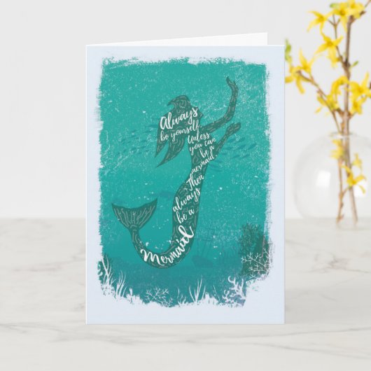 Mermaid Cotes Verjaardag Kaart (Gele Bloem)