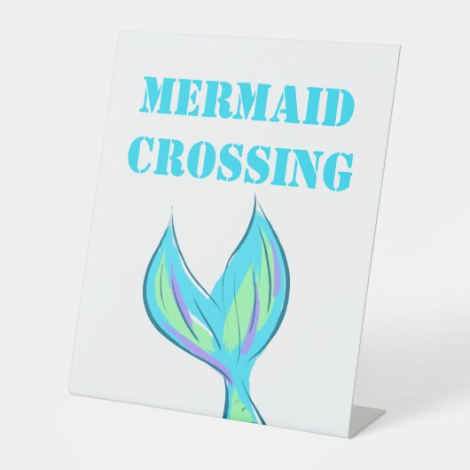 Mermaid Crossing Reclamebord Met Voetstuk (Voorkant)