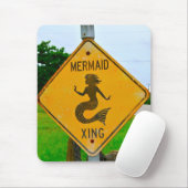 Mermaid Crossing Verkeersbord Muismat (Met muis)