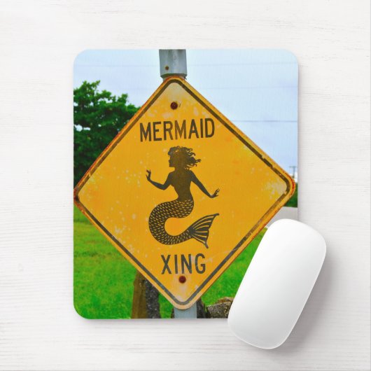Mermaid Crossing Verkeersbord Muismat (Met muis)