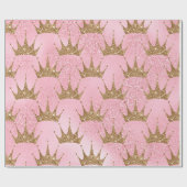 Mermaid Crown Pink Glitter Princess Bridal 16th Cadeaupapier (Vlak)