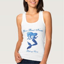 Mermaid Custom Boat Name en Vist Team Shirt