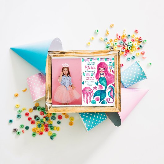 Mermaid Custom foto Birthday Uitnodiging