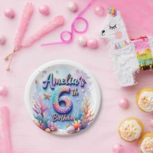 Mermaid Custom Name & Age - Under the Sea Party Papieren Bordje (Feest)