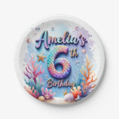 Mermaid Custom Name & Age - Under the Sea Party Papieren Bordje (Voorkant)