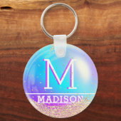 Mermaid Custom Name Bubble Aangepast Sleutelhanger (Voorkant)