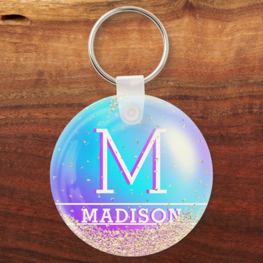 Mermaid Custom Name Bubble Aangepast Sleutelhanger (Voorkant)