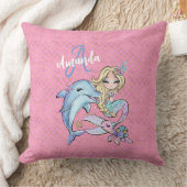 Mermaid Custom Pink Gold Monogram Girl Bedroom Kussen (Deken)