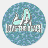 Mermaid Cute Blue Classic Round Sticker (Voorkant)
