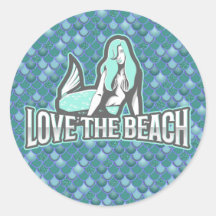 Mermaid Cute Blue Classic Round Sticker
