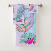 Mermaid Cute Blue Dark Hair Starfish Personal Bad Handdoek (Insitu)