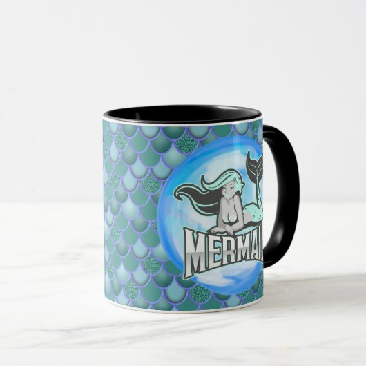 Mermaid Cute BLUE Mok (Voorkant rechts)