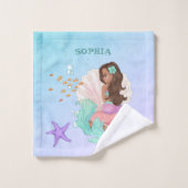 Mermaid Cute Blue Roze Starfish Personal Bad Handdoek (Wasdoekje)