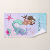 Mermaid Cute Blue Roze Starfish Personal Bad Handdoek (Handdoek)