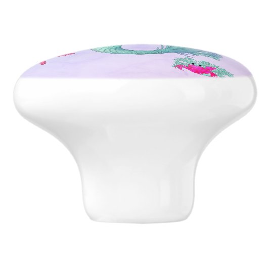 Mermaid Cute Blue Roze Starfish Personal Keramische Knop (Zijkant)